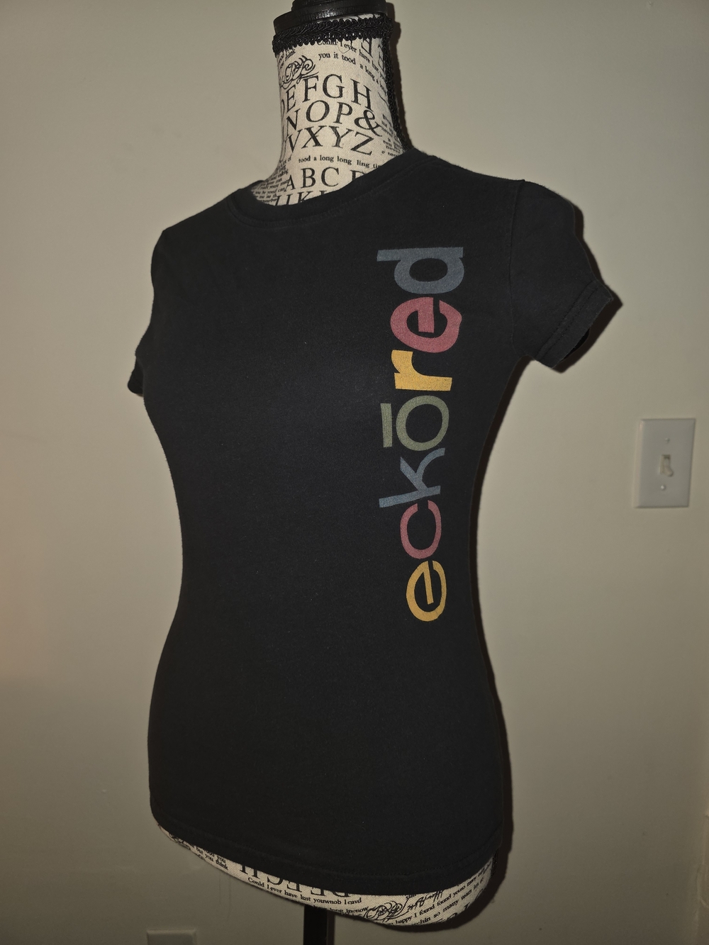 Ecko Red Y2K Black Short Sleeve Tee with Vertical Logo